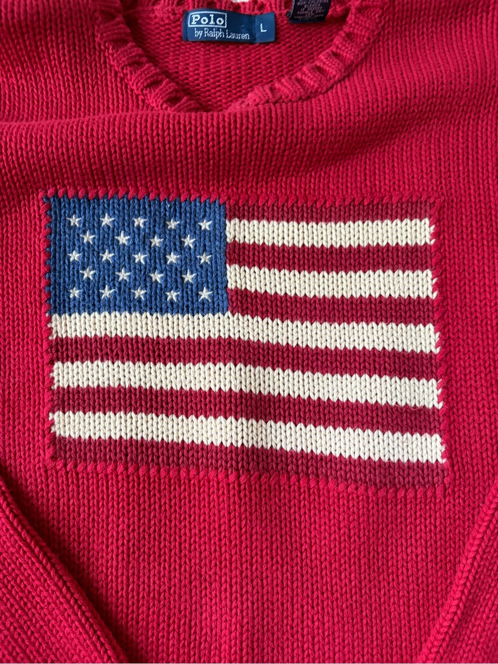 Polo Ralph Lauren Red American Flag Crewneck Sweater EUC - Picture 4 of 4